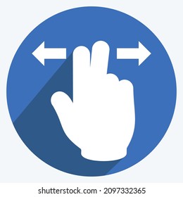 Icon Two Fingers Horizontal - Long Shadow Style - Simple illustration,Editable stroke,Design template vector, Good for prints, posters, advertisements, announcements, info graphics, etc.
