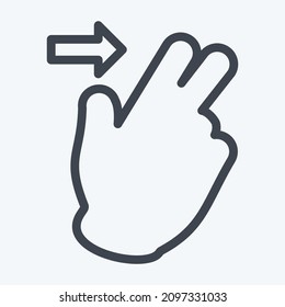 Icono Dos Dedos Derecha - Estilo de línea - Ilustración simple,Accionamiento editable,Vector de plantilla de diseño, Bien para impresiones, afiches, anuncios, anuncios, gráficos de información, etc.