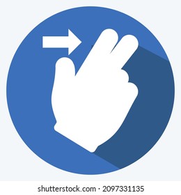 Icon Two Fingers Right - Long Shadow Style - Simple illustration,Editable stroke,Design template vector, Good for prints, posters, advertisements, announcements, info graphics, etc.