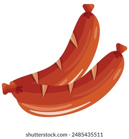 icon of two grilled sausages with a baked crust, for design, poster or packaging