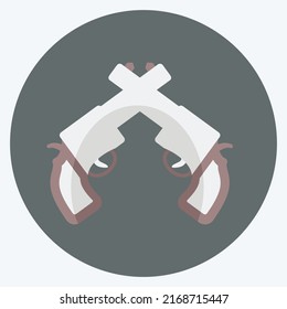 Icon Two Guns. suitable for Wild West symbol. flat style. simple design editable. design template vector. simple symbol illustration