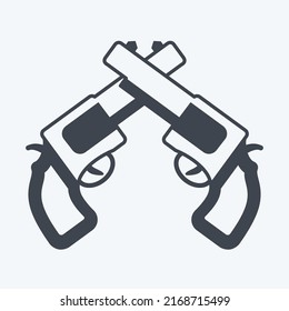 Icon Two Guns. suitable for Wild West symbol. glyph style. simple design editable. design template vector. simple symbol illustration