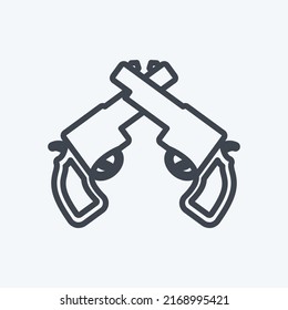 Icono Dos Armas. adecuado para el símbolo Wild West. estilo de línea. diseño simple editable. vector de plantilla de diseño. ilustración de símbolo simple
