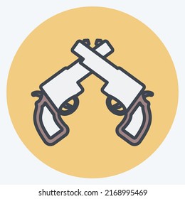 Icon Two Guns. geeignet für Wild West Symbol. Farbpaarstil. einfaches Design bearbeitbar. Designvorlage, Vektor. einfache Symbolillustration