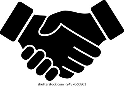 The icon of two hands in the form of a handshake as a concept of friendship, support and trust or business partnership