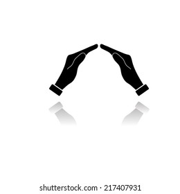  Icon of two hands on a white background with shadow