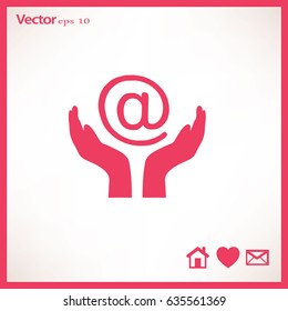 Icon of two hands taking care of a message