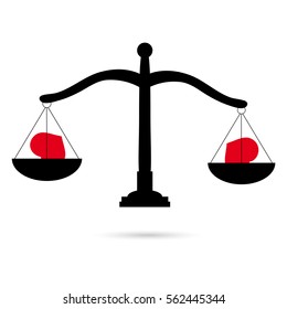 Icon two hearts on the scales. Valentine's Day.
