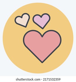 Icon Two hearts. suitable for Wedding symbol. color mate style. simple design editable. design template vector. simple symbol illustration
