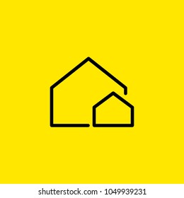 Icon of two houses. Building, construction, architecture. Real estate concept. Can be used for topics like mortgage, relocation, buying apartment