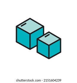 icon two ice cubes, square shape, blue, suitable for ice drink designs and for something cold and fresh