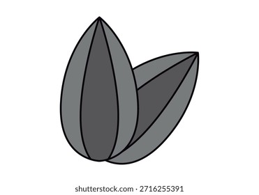 Icono de dos semillas o pipas de girasol negro aisladas