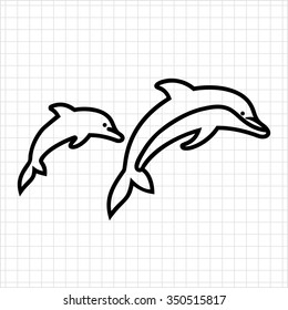 Icon of two jumping dolphins