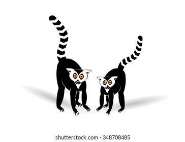 icon two lemurs. 