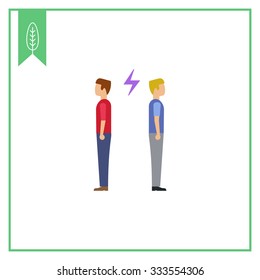 Icon of two man turning back to each other with lightning sign between them
