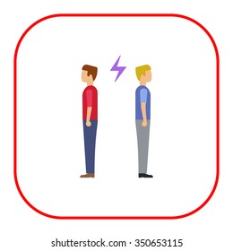 Icon of two man turning back to each other with lightning sign between them