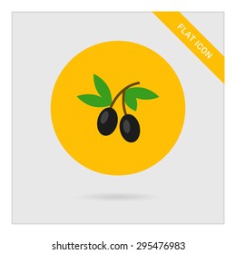 Icon of two olives on stem with leaves