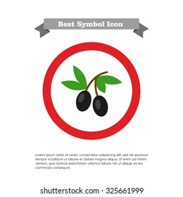 Icon of two olives on stem with leaves