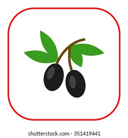 Icon of two olives on stem with leaves