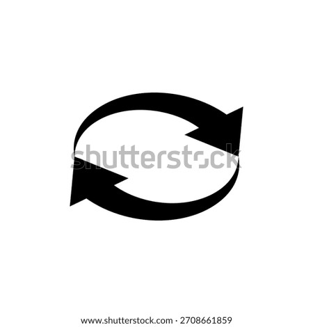 Icon of two opposite pointing curved arrows forming a closed circle. Semicircular arrows rotate in a circle. Semi circle arrows follow each other.