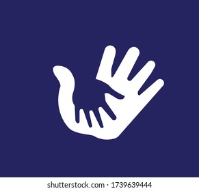 icon of two palms.Two hands silhouette. Illustration on white background.