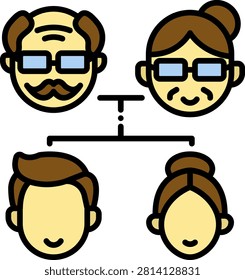 Icon of two people connected by a link representing a married couple or partners jointly involved in estate and inheritance planning