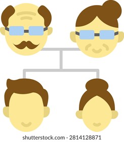 Icon of two people connected by a link representing a married couple or partners jointly involved in estate and inheritance planning