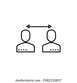 Icon of Two People with Distance Indicator
