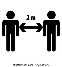icon of two people observing social distance. sign of social distance