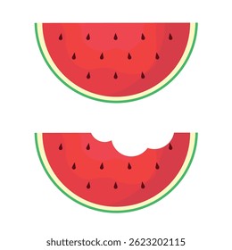 Icon of two pieces of watermelon on a white background. Fruits, berries. Health products.