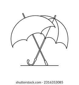 Icono de dos paraguas de lluvia sobre un fondo blanco. Imagen vectorial.