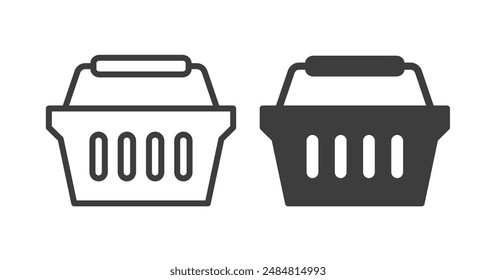 Icono de dos cestas de la compra, que simboliza la elección del consumidor y las opciones de venta al por menor. Ilustración vectorial.