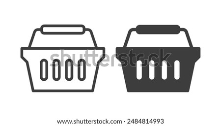 Icon of two shopping baskets, symbolizing consumer choice and retail options. Vector illustration.