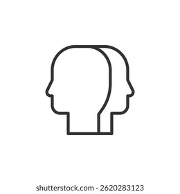 Icon of Two Silhouetted Heads Representing Mental Health Awareness and Duality of Emotions in a Supportive Context