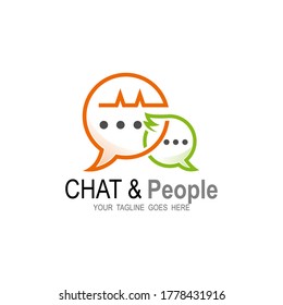 Icon with two speech bubbles of chat massages, Social network communication concept,