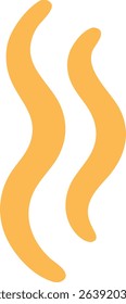 Icon Two stylized golden yellow aroma waves drifting upwards on a white background, suggesting scent and warmth, simple vector art