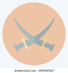 Icono Dos Espadas - Estilo plano - Ilustración simple,Icono de diseño vectorial, Buena para impresiones, afiches, anuncios, anuncios, gráficos de información, etc.