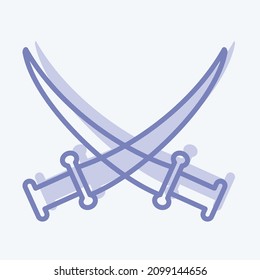 Icono Dos espadas - Dos estilos de tono - Ilustración simple,Vector de iconos de diseño, Buena para impresiones, afiches, anuncios, anuncios, gráficos de información, etc.