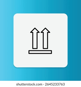Icon with two upward arrows, indicating that the product should be kept upright for proper storage and to prevent spills or leakage.