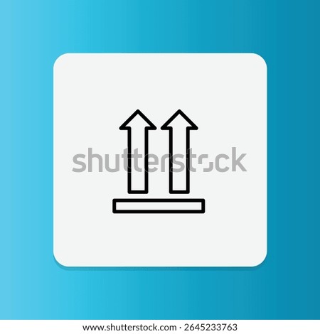 Icon with two upward arrows, indicating that the product should be kept upright for proper storage and to prevent spills or leakage.