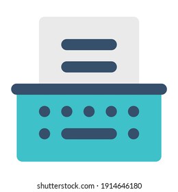 icon typewriter using flat style and blue color dominate