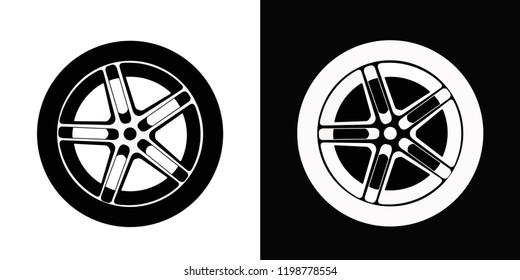 icon tyre on black and white backround
