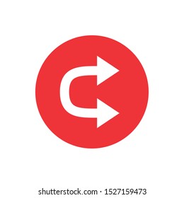 icon of u shaped double head arrow in color circle illustration
