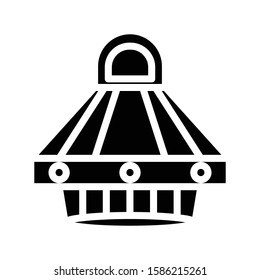 Icon ufo in glyph style. vector illustration and editable stroke. Isolated on white background.