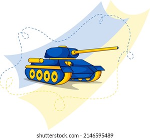 Icon. Ukrainian tank with a flag