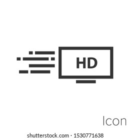 Icon ultra fast streaming HD in black and white Illustration.
