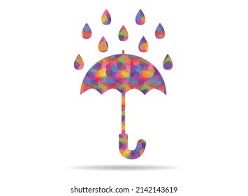 icon umbrella rain low poly