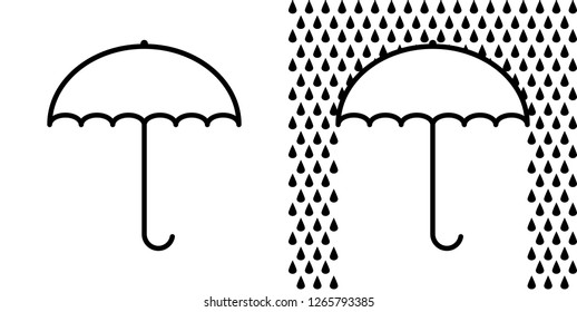 Icon umbrella sign protection from rain, vector symbol of an open umbrella