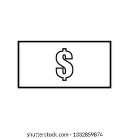 Icon of uncolored dollar banknote