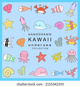 icon under sea collection set for sticker , postcard , clip art ,invitation . vector illustration for kids elements